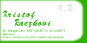 kristof raczkovi business card